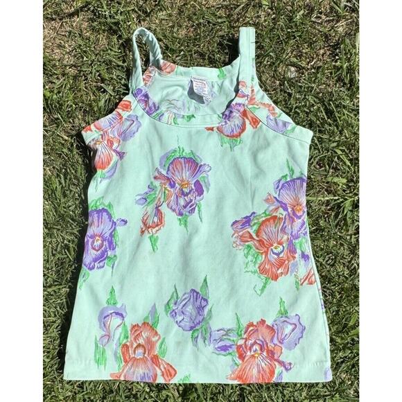 1960 Austin St John Double Knit POLYESTER Hippie Woodstock Floral Womens M Tank - Picture 2 of 6
